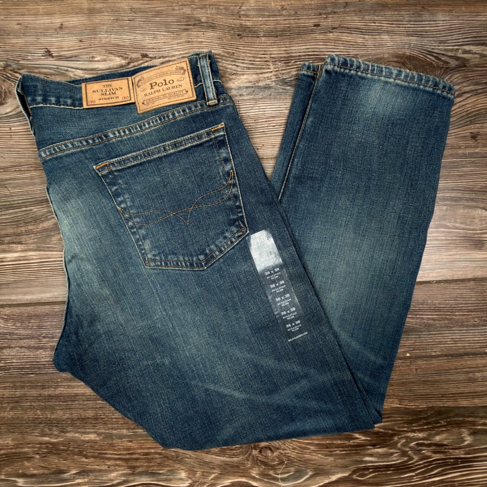 Polo Ralph Lauren Mens Size 36x30 Sullivan Slim Jeans Blue Stretch Denim New